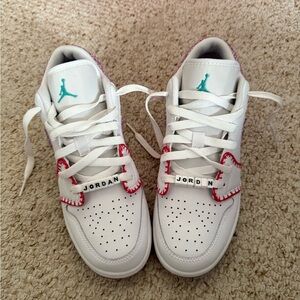 Nike Kids White, Pink, Purple Jordan Sneakers